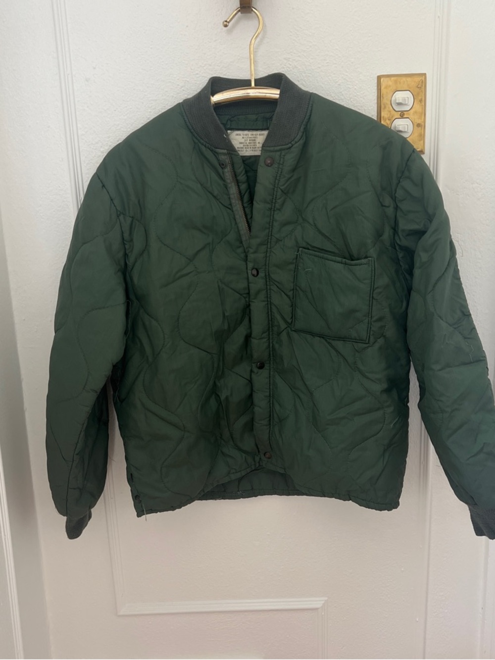 Vintage Quilted Green Bomber Jacket - Men's Lightweight Layer